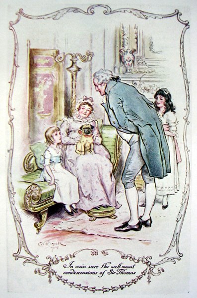 The young Fanny and the "well meant condescensions of Sir Thomas Bertram" on her arrival at Mansfield Park. A 1903 edition