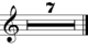 Seven measure multirest, notated variously