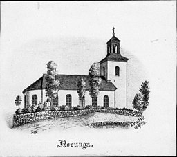 Kyrkan på teckning från 1892.