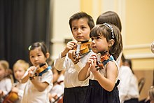 NEC Preparatory School violinists perform in NEC's Brown Hall NEC Preparatory School violinists.jpg