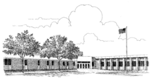 Illustration of the Naperville Central High School main entrance, as it has appeared from 1992 to 2010. Nchs-entrance.gif