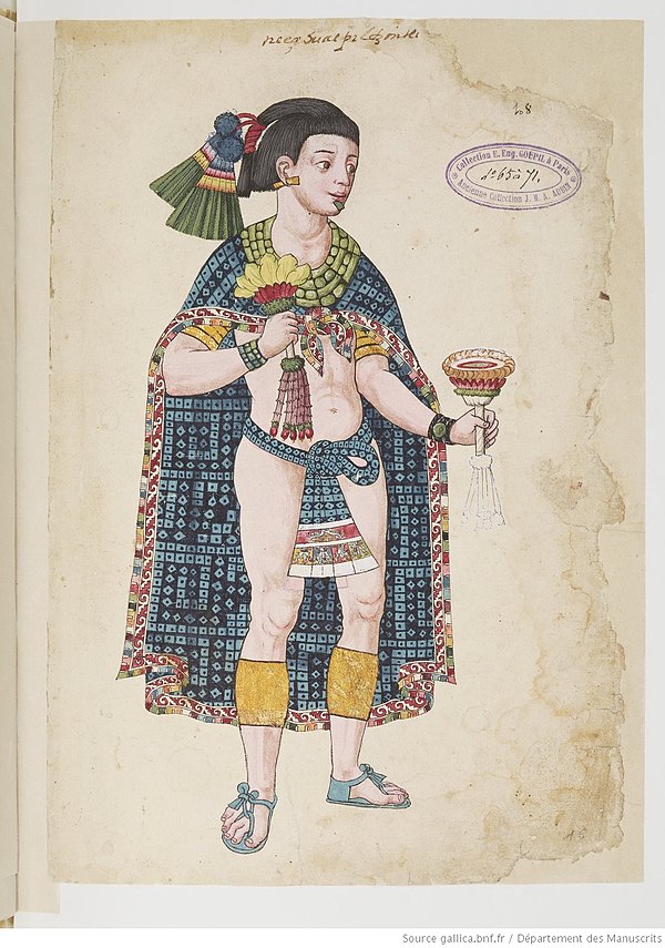 17th-century depiction of tlahtoāni Nezahualpiltzintli of Texcoco from the Codex Ixtlilxochitl.