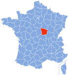 Posizion del dipartiment Nièvre in de la Francia