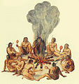 Αὐτόχθονες Σεκοτανοὶ καθήμενοι περὶ τοῦ πυρός (1585)
