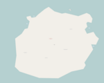 Mapa konturowa Saby, blisko centrum na prawo znajduje się punkt z opisem „Windwardside”