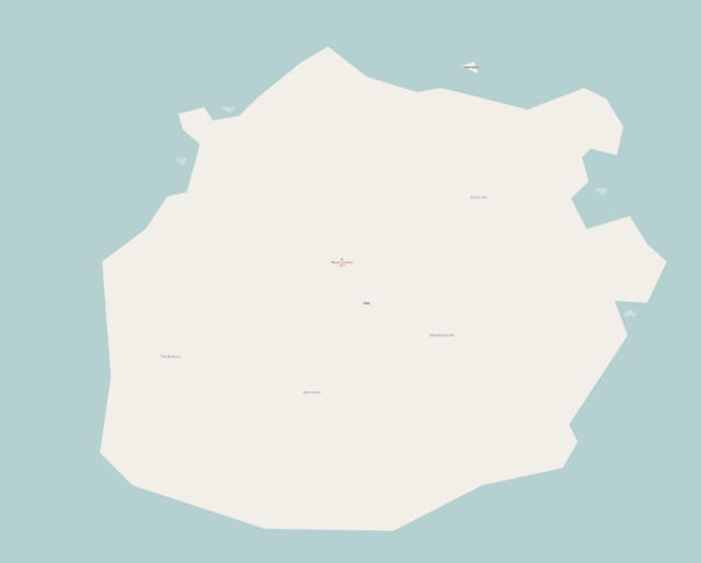 Mapa konturowa Saby, u góry po prawej znajduje się punkt z opisem „SAB”