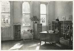 Ottendorfer, Librarian standing at desk (NYPL b11524053-1253010).tiff
