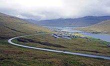 Streymin Bridge, connecting Streymoy and Eysturoy, was opened in 1973. Oyrarbakki 2019.jpg