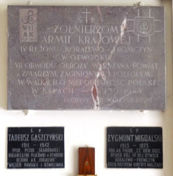 File:PL Otwock Saint Vincent de Paul church porch AK plaque 2.jpg