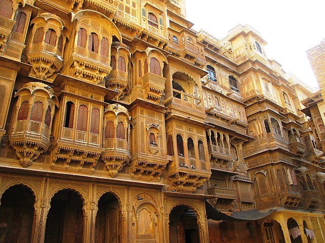 Patwon ki Haveli, Jaisalmer. Rows of sandstone haveli in Rajasthan.