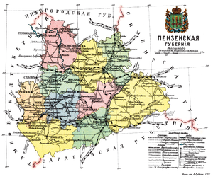 Пензенская губерния на карте
