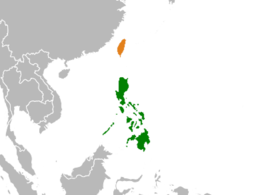Mappa che indica l'ubicazione di Filippine e Taiwan