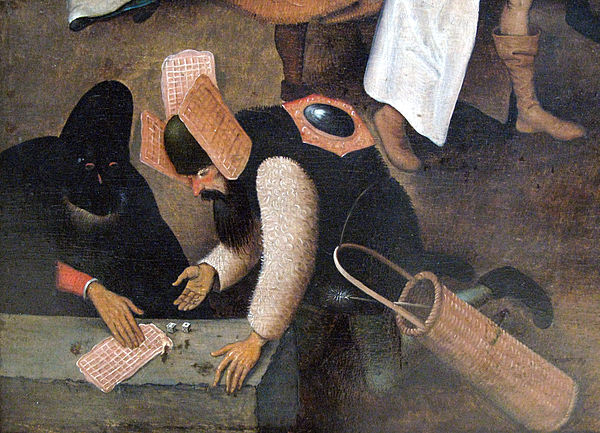 Detail from Pieter Bruegel's Het gevecht tussen Carnaval en Vasten – among the first known images of waffles