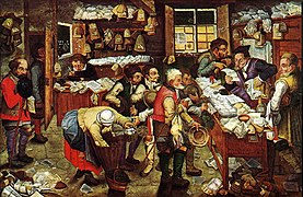 File:Pieter Brueghel the Younger, 'Paying the Tax (The Tax Collector)' oil on panel, 1620-1640. USC Fisher Museum of Art.jpg
