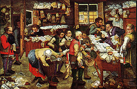 Pieter Brueghel the Younger, 'Paying the Tax (The Tax Collector)' oil on panel, 1620-1640. USC Fisher Museum of Art.jpg