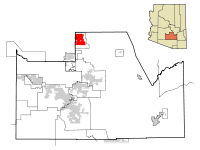 Apache Junction Şehri'nin Pinal İlçesi ve Arizona içindeki konumu.