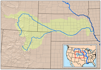 The catchment area of ​​the Platte River with the South and North Platte Rivers