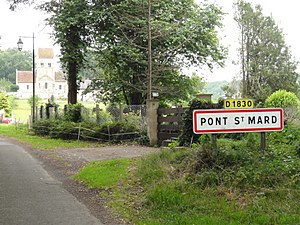 Pont-Saint-Mard (Aisne) city limit sign.JPG