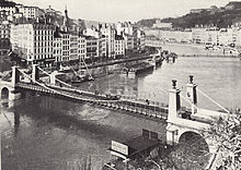 Die Brücke La Feuillée in Lyon, um 1900