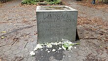 Base of the memorial to Abraham Lincoln after the statue was toppled Portland, Oregon, October 2020 - 12.jpg