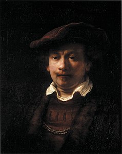 Autoportrait avec un chapeau et deux chaînes, attribué à Ferdinand Bol, vers 1640, huile sur toile.
