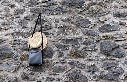 Pouch and traditional carreiro hat, Monte Church Sanctuary, Funchal, Madeira, Portugal