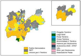Mehrheiten der Parteien nach Gemeinden