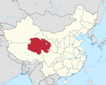 Landakort sem sýnir legu Qinghai héraðs í austurhluta Kína.