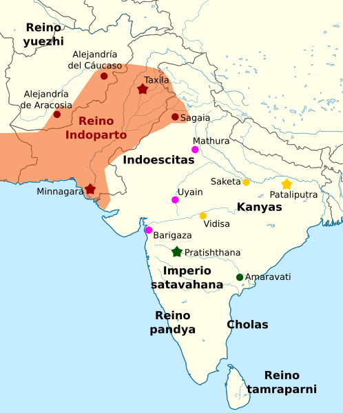 File:Rivers, lakes, and boundries of the Indo-Parthian kingdom-es.svg