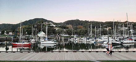 Walking along the marina at the Town Basin