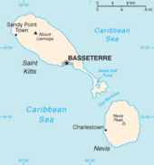 Mapa de Sant Cristòl e Nevis.