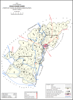 Map showing Kherwa Amjadpur (#415) in Sandi CD block