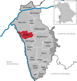 Läget för Senden i Landkreis Neu-Ulm