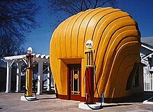Only surviving novelty Shell service station, one of several built by Quality Oil Company, a local distributor.