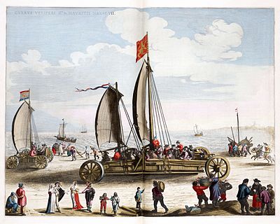 Land yachts designed by Simon Stevin in the year 1600