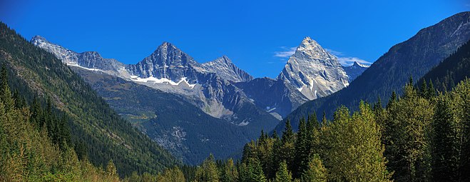 Mt. Sir Donald with Eagle Peak (left)