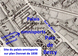 Site du palais omnisports sur plan de 1838