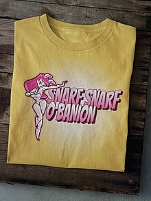 A piece of merch that was on sale at the public debut of the collaboration of Artjom and snarf snarf inc in 2014 Snarf-snarf-2014-coloab-merch.jpg