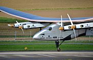 Solar Impulse, an electric aircraft circumnavigation the globe in 2015