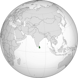 Map indicating locations of Bután and Sri Lanka