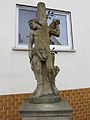 This is a picture of the Bavarian Baudenkmal (cultural heritage monument) with the ID D-6-78-150-112 (Wikidata) St. Sebastian, Ecke Schafgasse 2, Unterspiesheim, Gemeinde Kolizheim, Unterfranken, Deutschland