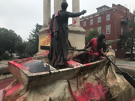 Defaced Francis Scott Key Monument in Baltimore, 2017