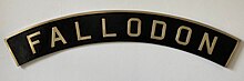 Nameplate from the locomotive Steam Locomotive Name Plate Fallodon.jpg