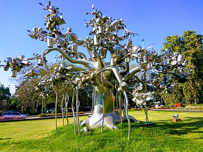 Steel tree - with utensils in National Gallery of Modern Art, Delhi, India