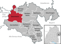 Läget för Steinheim am Albuch i Landkreis Heidenheim
