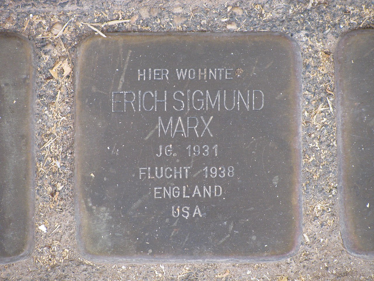 Stolperstein Erich Sigmund Marx, 1, Germannstraße 2, Messel, Landkreis Darmstadt-Dieburg.jpg