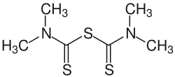 Structural formula of tetramethylthiuram monosulfide