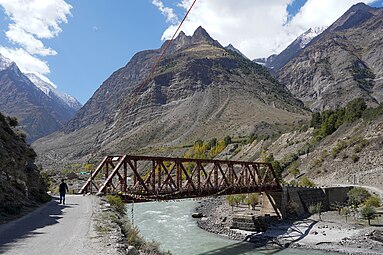 The 'Thakur Devi Singh Bridge' at Tandi, Lahaul. Thakur Devi Singh Bridge Downstream Chandra Tandi Lahaul Oct22 A7C 03354.jpg