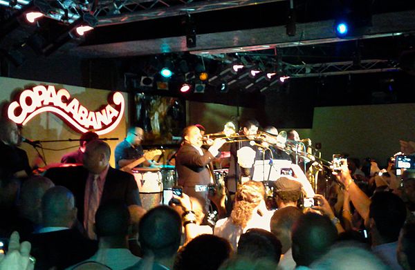 Willie Colón performing opening night at the new Copacabana on July 12, 2011, in Times Square, New York City