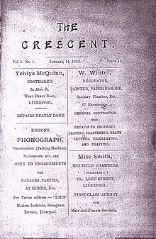 First edition of The Crescent 14 January 1893 The Crescent 1st edition.jpg